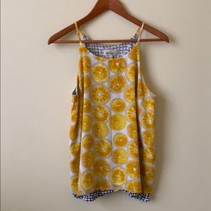 Anthropologie Porridge Lemon Print Layered Tank S